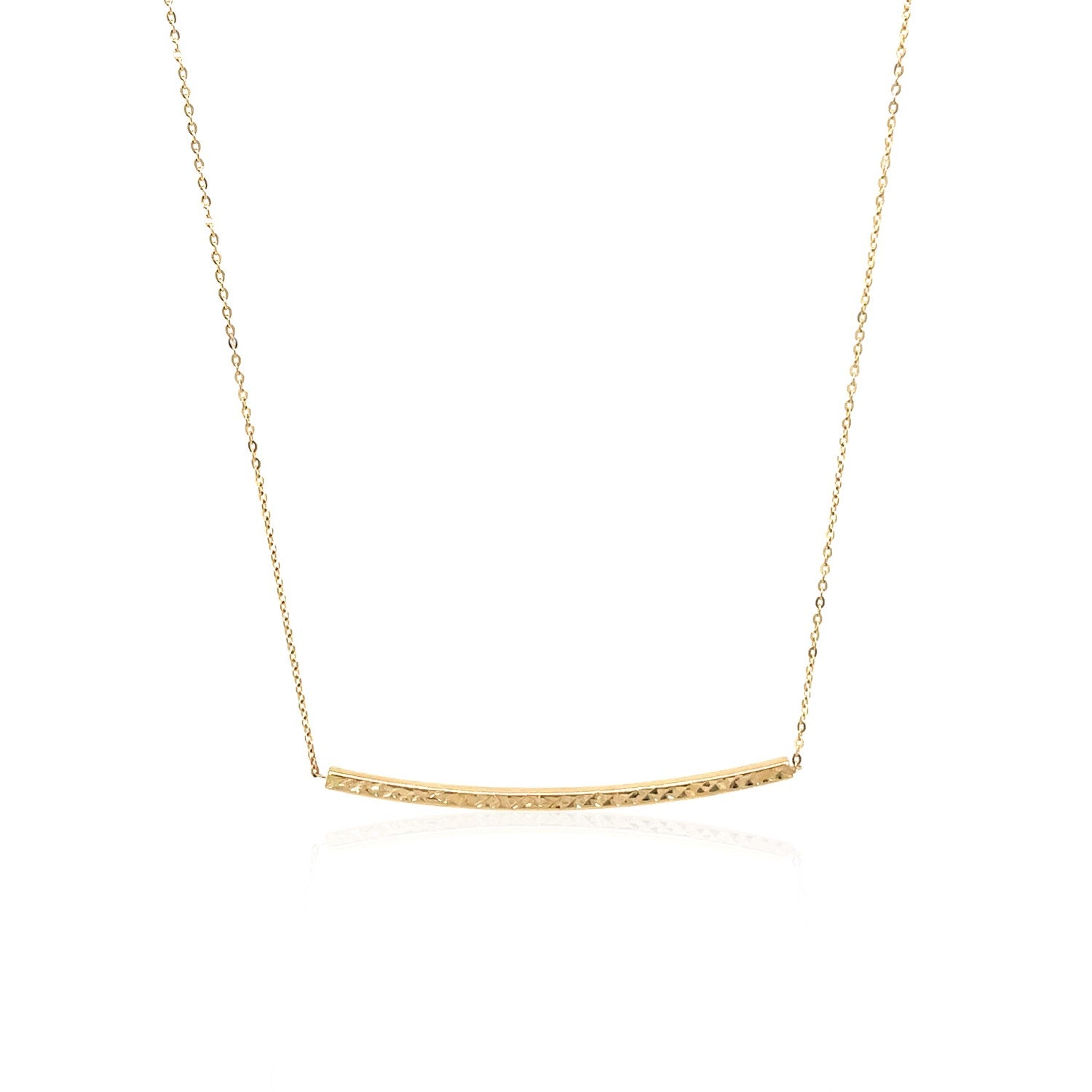 14k Yellow Gold Thin Textured Bar Necklace