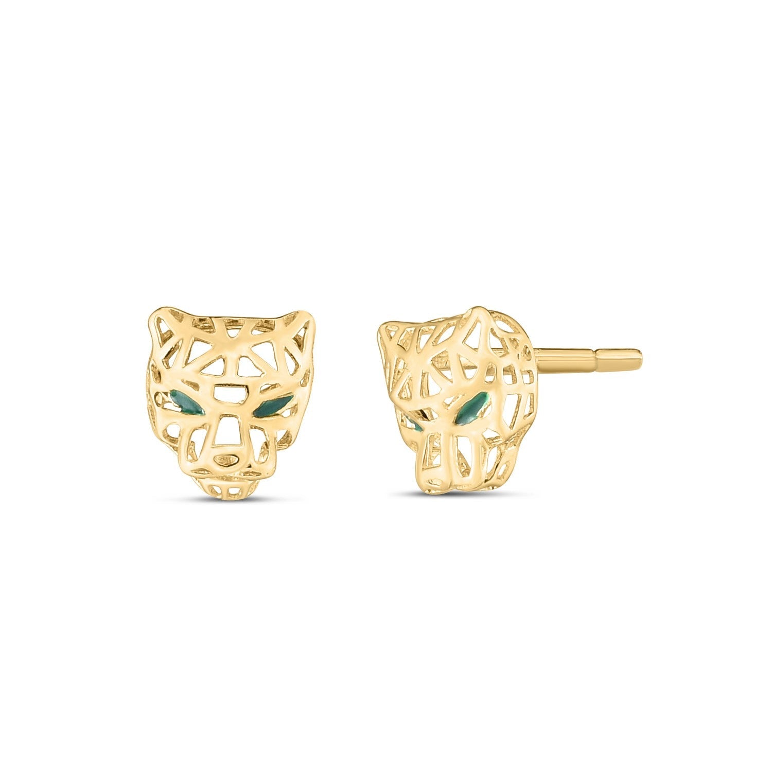 14k Yellow Gold Panther Head Earrings & Necklace Pack