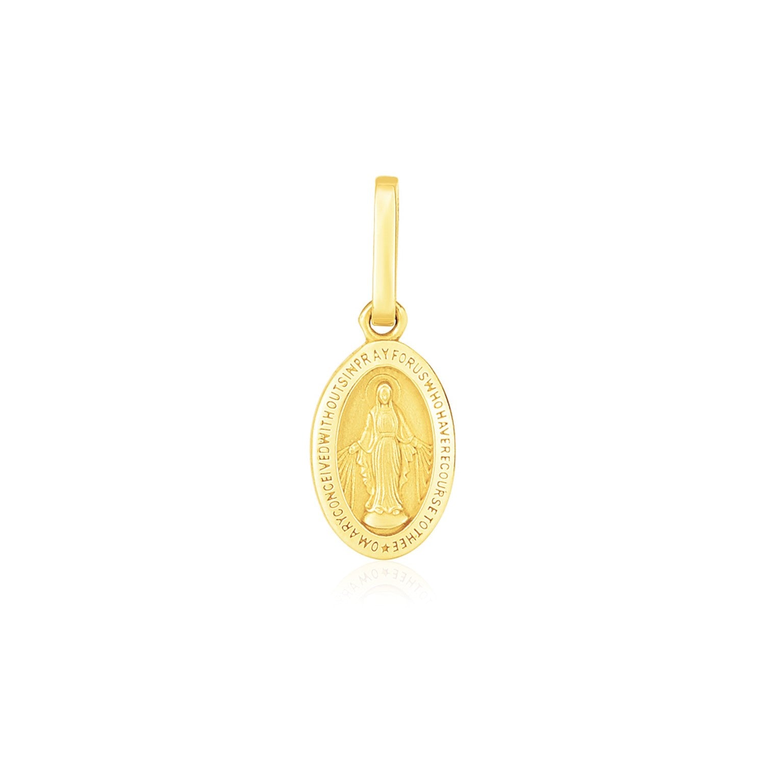 14k Yellow Gold Oval Religious Medal Pendant