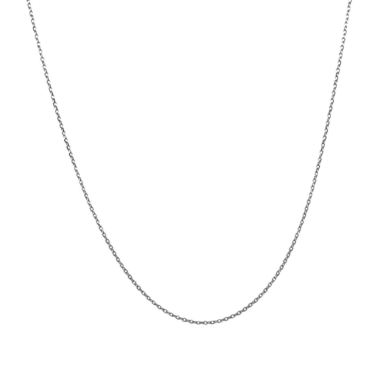 14k White Gold Diamond Cut Cable Link Chain (0.68 mm)