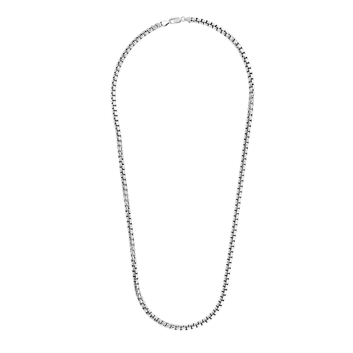 Sterling Silver Rhodium Plated Round Box Chain (5.20 mm)