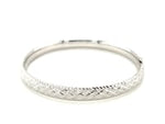 14k White Gold Diamond Carved Bangle (6.00 mm)