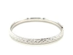 14k White Gold Diamond Carved Bangle (6.00 mm)