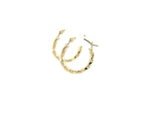 10k Yellow Gold Hoop Earrings in Textured Polished Style