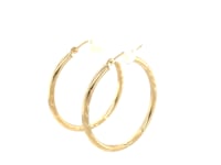 Diamond Cut Slender Large Hoop Earrings in 14k Yellow Gold (2x30mm)