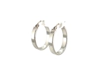 Sterling Silver Flat Style Oval Hoop Earrings with Rhodium Plating