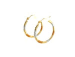 10k Tri-Color Gold Classic Hoop Earrings with Diamond Cut Details