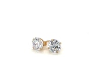 14k Yellow Gold Stud Earrings with White Hue Faceted Cubic Zirconia