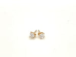 14k Yellow Gold Stud Earrings with White Hue Faceted Cubic Zirconia(3mm)