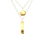 14k Yellow Gold 18 inch Two Strand Necklace with Circle and Bar Pendants