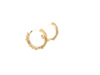 14k Yellow Gold Petite Hoop Earrings with Baguette Cubic Zirconias