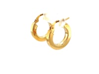 14k Yellow Gold Flat Side Small Hoop Earrings(3x10mm)