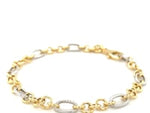 14k Two-Tone Gold Rope Motif Oval and Round Link Chain Bracelet (8.80 mm)