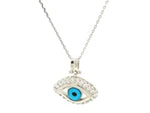 Sterling Silver Evil Eye Pendant with Cubic Zirconias