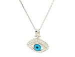 Sterling Silver Evil Eye Pendant with Cubic Zirconias