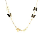 14k Yellow Gold 18 inch Necklace with Polished Butterflies and Beads