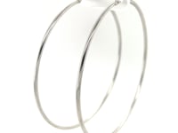 Sterling Silver Large Polished Round Hoop Earrings