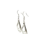 Sterling Silver Textured Graduated Open Teardrop Dangling Style Earrings