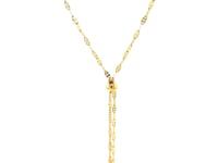 14k Yellow Gold Double Strand Chain with Puffed Heart Lariat Necklace