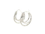 Two-Part Graduated Polished and Textured Hoop Earrings in Sterling Silver