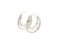 Two-Part Graduated Polished and Textured Hoop Earrings in Sterling Silver