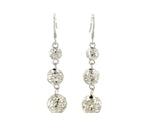 Sterling Silver Layered Textured Ball Dangling Earrings