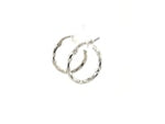 Sterling Silver Rhodium Plated Diamond Cut Small Hoop Earrings (2x15mm)