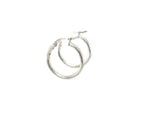 Polished Sterling Silver and Rhodium Plated Hoop Earrings (15mm)