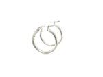 Polished Sterling Silver and Rhodium Plated Hoop Earrings (2x15mm)