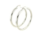 Sterling Silver Rhodium Plated Thick Large Polished Hoop Design Earrings (4x40mm)