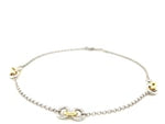 14k Yellow Gold and Sterling Silver Triple Ring Stationed Anklet