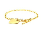 Toggle Bracelet with Heart Charm in 14k Yellow Gold (4.80 mm)