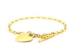 Toggle Bracelet with Heart Charm in 14k Yellow Gold (4.80 mm)