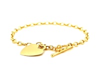 Toggle Bracelet with Heart Charm in 14k Yellow Gold