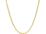 2.5mm 14k Yellow Gold Solid Diamond Cut Rope Chain