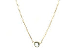 14k Yellow Gold 17 inch Necklace with Round Blue Topaz