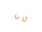 14k Yellow Gold Petite Hoop Earrings with Round Cubic Zirconias