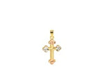 14k Tri Color Gold Cross Pendant