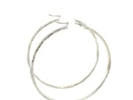 14k White Gold Diamond Cut Hoop Earrings (1 3/4 inch Diameter)