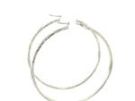 14k White Gold Diamond Cut Hoop Earrings (1 3/4 inch Diameter) 