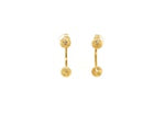 14k Yellow Gold Double Sided Diamond Cut Ball Earrings