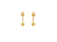 14k Yellow Gold Double Sided Diamond Cut Ball Earrings