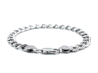 Sterling Silver Ridged Circular Chain Bracelet with Rhodium Plating (6.00 mm)