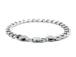 Sterling Silver Small Ridged Circular Chain Bracelet with Rhodium Plating