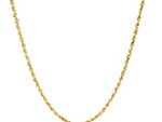 2.0mm 10k Yellow Gold Solid Diamond Cut Rope Chain