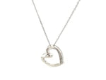 Open Heart Pendant with Diamonds in Sterling Silver