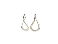 14k White Gold Twisted Freeform Hoop Earrings