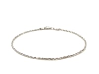 14k White Gold Solid Diamond Cut Rope Bracelet 1.5mm