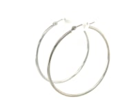 10k White Gold Polished Hoop Earrings (1.5x40mm)