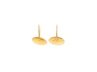 14k Yellow Gold Hammered Texture Disc Drop Earrings Medium